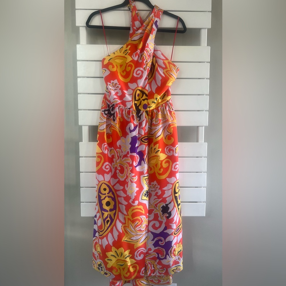 J Crew Silk Sarong Maxi Dress Painted Paisley Size 4